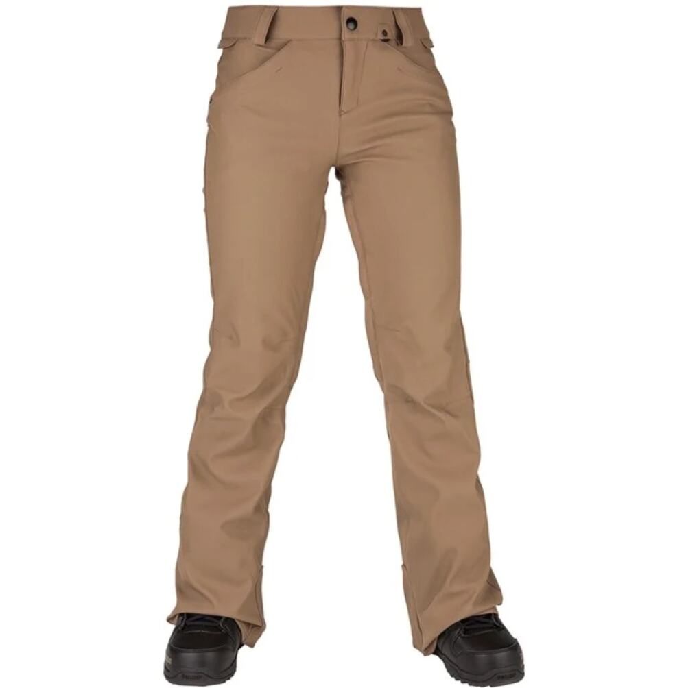 VOLCOM Women's Species Snowboard Pants Large Tan Brown Stretch Waterproof NWT